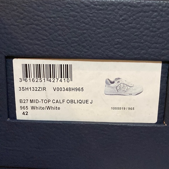 Dior b27 mid top calf oblique j colour:white size: 9.5 mens - Picture 7 of 7